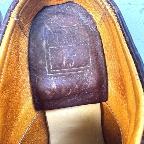 Vintage Frye Harness Chocolate Pebbled Leather Clogs | Brown Slip-On Mules USA - Picture 10 of 14